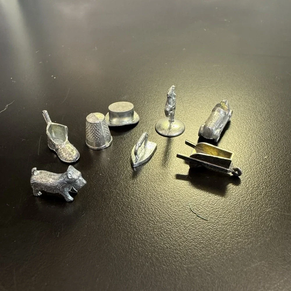 Vintage Monopoly Replacement Pieces Lot of 8 Boot Scotty‎ Dog Thimble Hat Iron